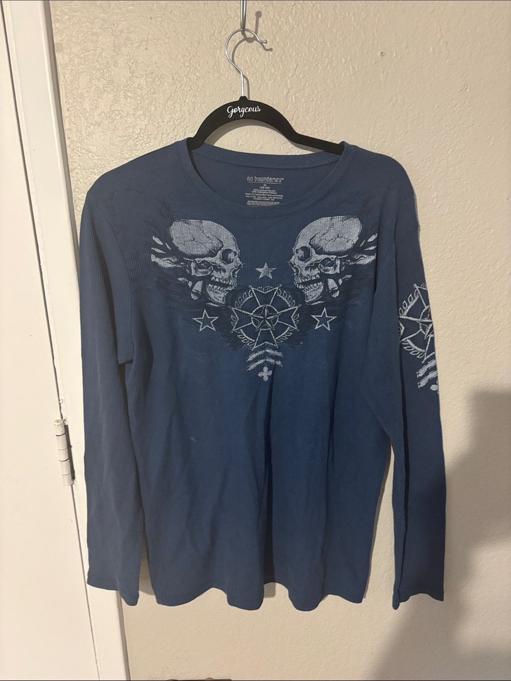 No Boundaries Navy Skull Graphic Thermal Long Sleeve